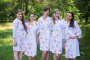White Falling Daisies pattered Robes for bridesmaids | Getting Ready Bridal Robes