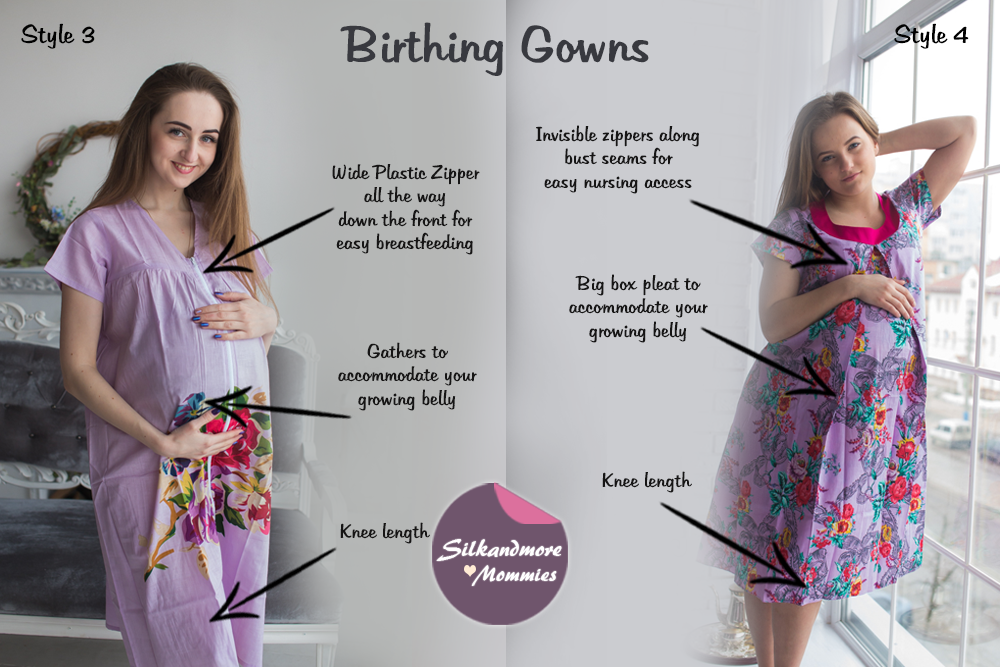 Lilac Floral Birthing Gowns