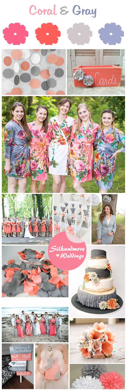 Coral and Gray Wedding Color Robes