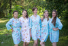 Light Blue Falling Daisies pattered Robes for bridesmaids | Getting Ready Bridal Robes