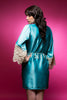 Turquoise Blue Silk Lace Bridesmaids Robe