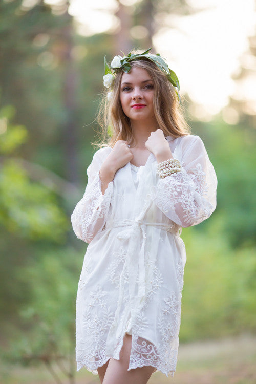 Oh Ethel White Lace Bridal Robe