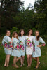 Light Blue One long flower pattered Robes for bridesmaids | Getting Ready Bridal Robes