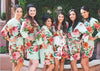Mint Large Floral Blossom Robes for bridesmaids wedding robes