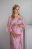 Mommies in Pink Floral Maxi Dresses