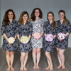 Black Damask Robes for bridesmaids | Getting Ready Bridal Robes