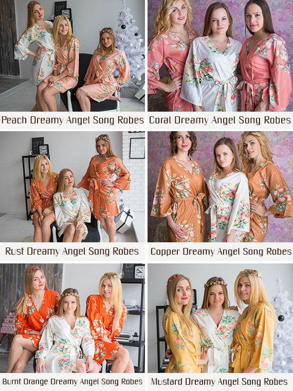 Dreamy Angel Song Pattern- Premium Burnt Orange Bridesmaids Robes