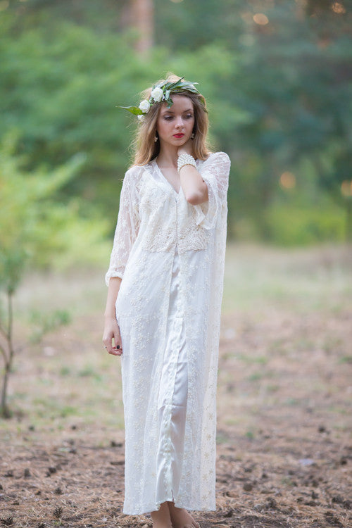 Oh Andrea Ivory Lace Bridal Robe