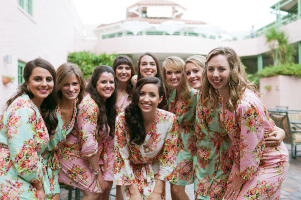 Mismatched Pastel Shabby Chic Floral Posy Bridesmaids Robes