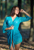 Oh Dale Teal Floral Lace Bridal Boudoir Robe