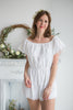 Mismatched Bridesmaids Rompers in White Eyelet Pattern
