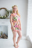 Mismatched Bridesmaids Rompers in Flamingo Watercolor Pattern