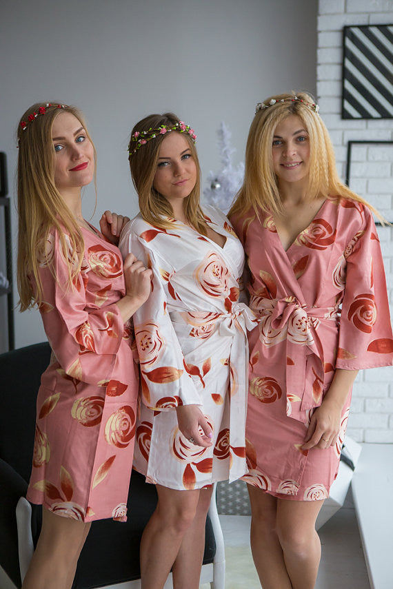 A rumor among Fairies Pattern- Premium Rose gold Bridesmaids Wedding Robes 