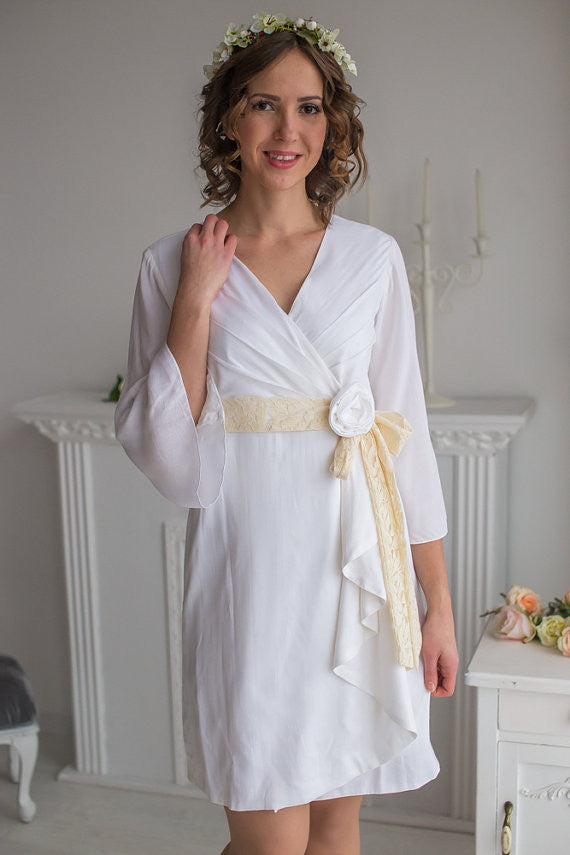 All White Bridal Robe from my Paris Inspirations Collection - Rosette Robe in White