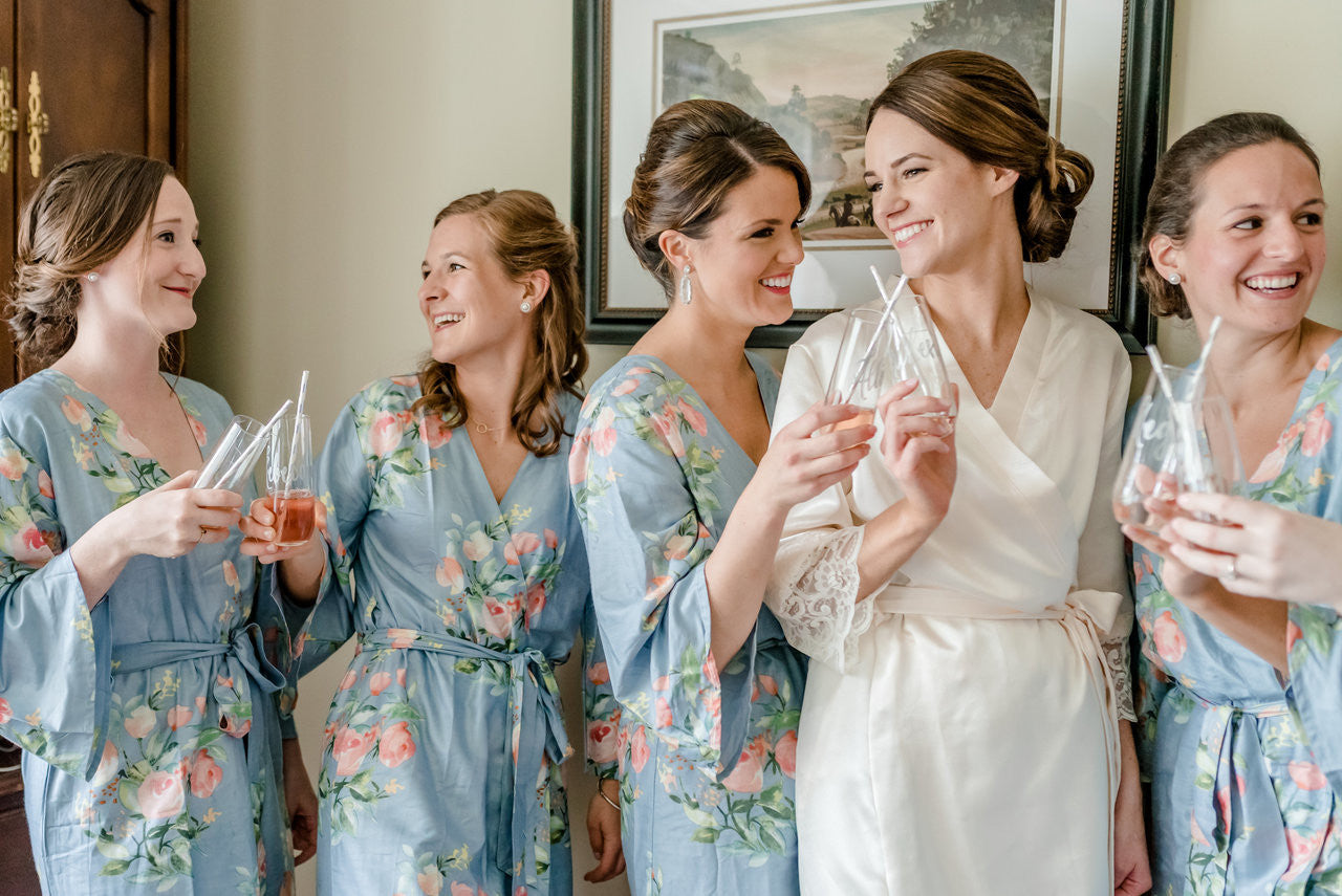 Premium Dreamy Angel Song Bridesmaids Robes in Dusty Blue