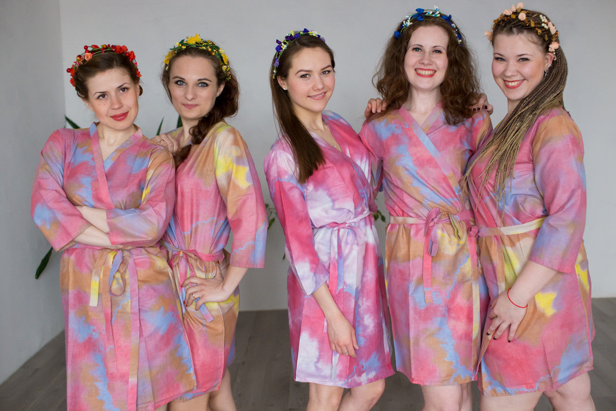 Raspberry Batik Watercolor Robes for bridesmaids | Getting Ready Bridal Robes