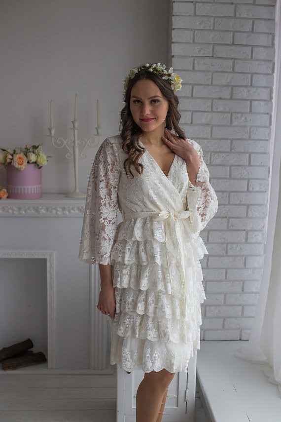 Bridal Robe from my Paris Inspirations Collection - Lacey Frill Robe in White
