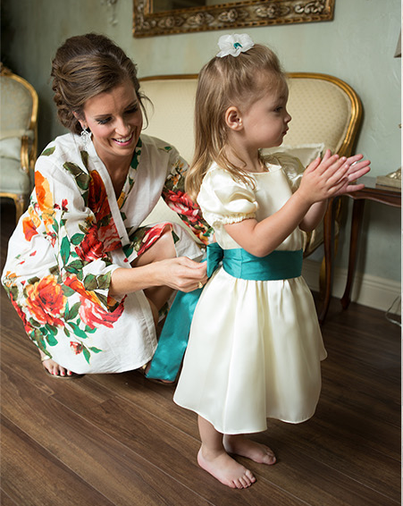 White Large Floral Blossom Robes for bridesmaids | Getting Ready Bridal Robes