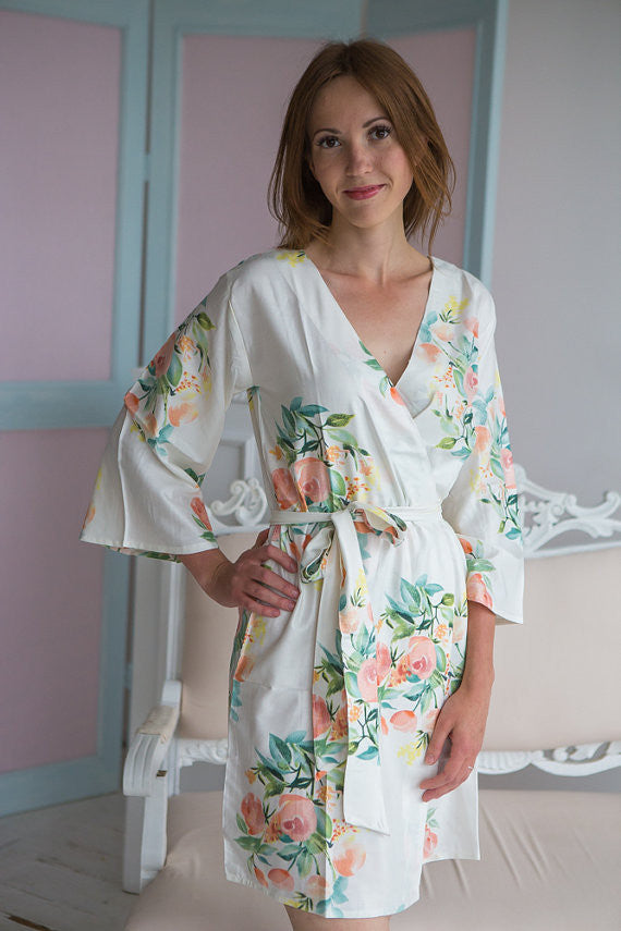 Dreamy Angel Song Pattern- Premium Blueberry Blue Bridesmaids Robes 