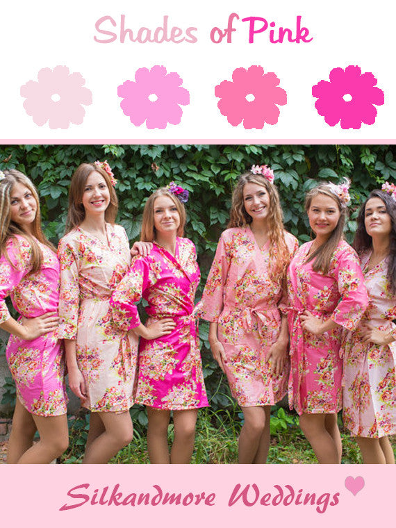 Shades of Pink wedding color robes