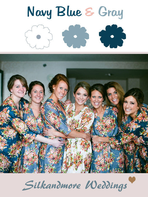 Gray and Navy Blue Wedding Color Robes