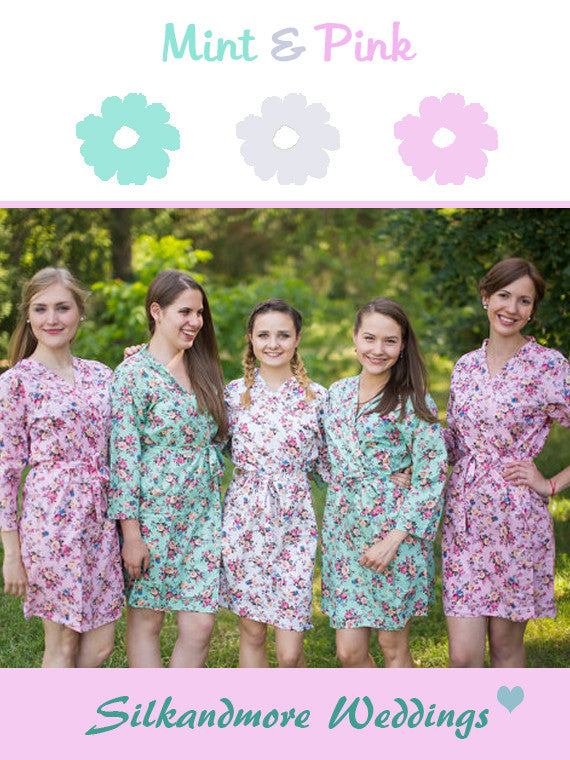 Pink and Mint Wedding Color Robes