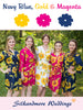 Navy Blue, Magenta and Yellow Gold Wedding Color Robes