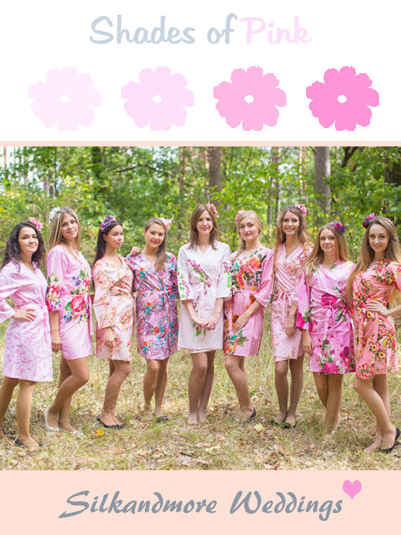 Assorted Pink Mismatched Patterns | SilkandMore Robes