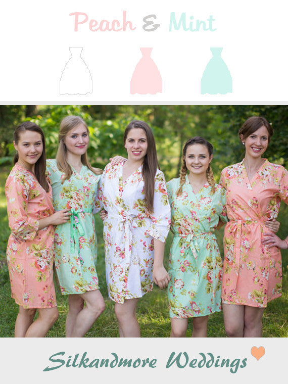 Peach and Mint Wedding Color Robes