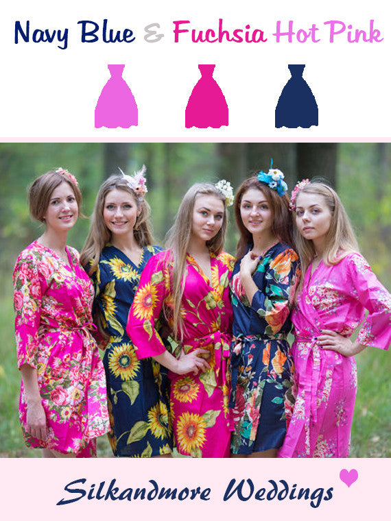 Navy Blue and Hot Pink Wedding Color Robes