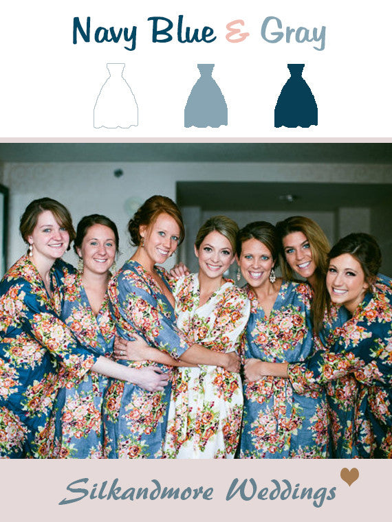 Navy Blue and Gray Wedding Color Robes