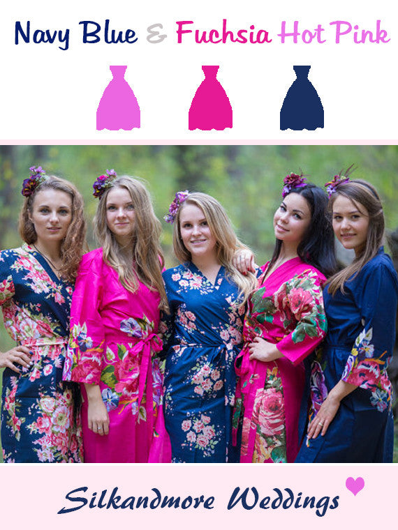 Navy Blue and Fuchsia Wedding Color Robes