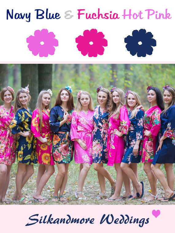 Navy Blue, Fuchsia Pink and Magenta Wedding Color Robes
