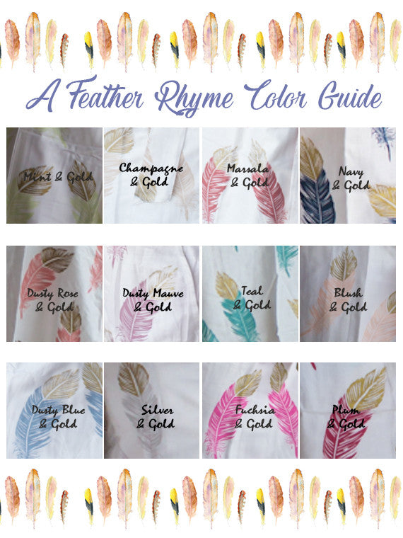 A feather rhyme Pattern- Premium Marsala Gold Bridesmaids Robes
