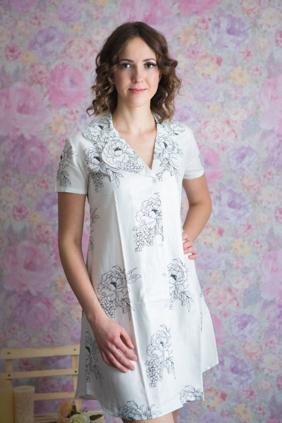 Floral Sketch Patterned Bridesmaids Button down Shirts