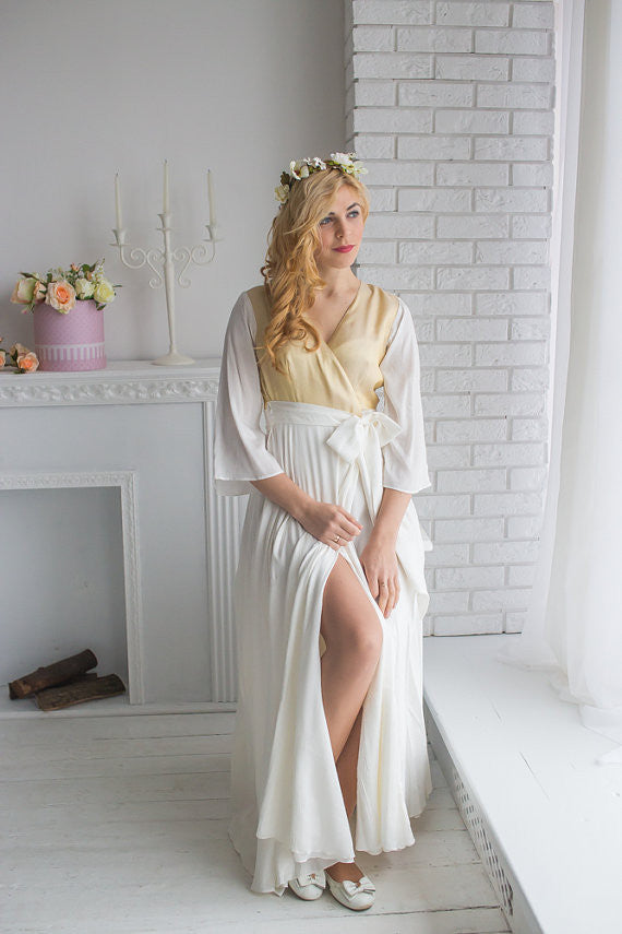 Ivory Gold Silk Bridal Robe from my Paris Inspirations Collection - Shimmering Grace in Ivory