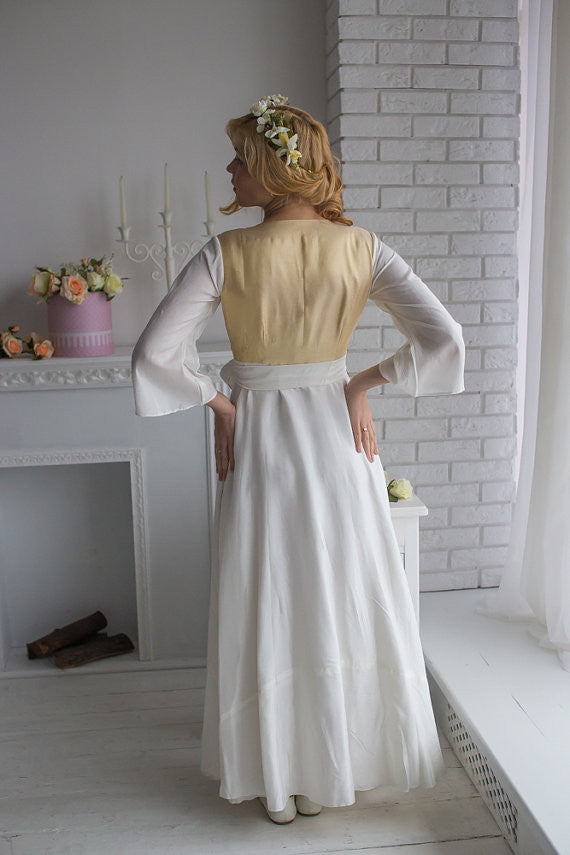 Ivory Gold Silk Bridal Robe from my Paris Inspirations Collection - Shimmering Grace in Ivory