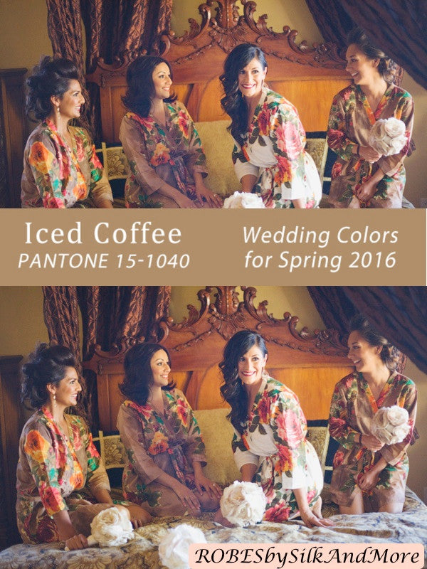 Iced Coffee Bridesmaids Robes | Pantone Spring 2016 Colors