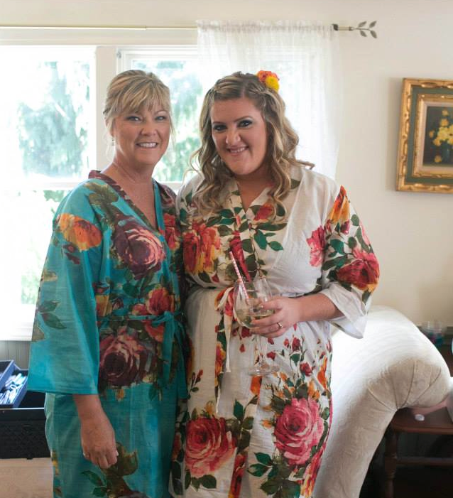 Blue Large Floral Blossom Robes for bridesmaids | Getting Ready Bridal Robes