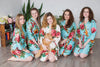 Light Blue Large Floral Blossom Robes for bridesmaids | Getting Ready Bridal Robes