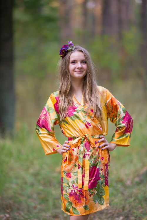 Mismatched Large Floral Blossom Silk Bridesmaids Robes