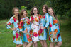 Light Blue Large Floral Blossom Silk Bridesmaids robes