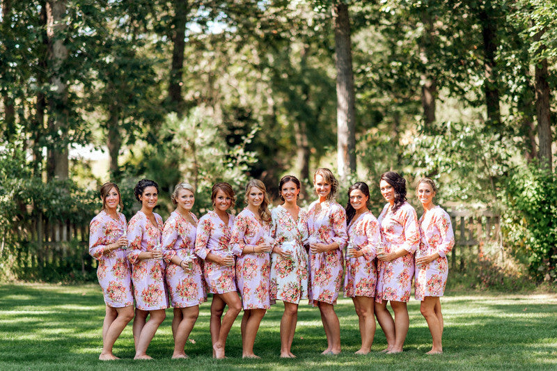 Lilac Floral Posy Robes for bridesmaids | Getting Ready Bridal Robes