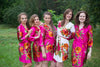 Magenta Large Floral Blossom Silk Bridesmaids robes 