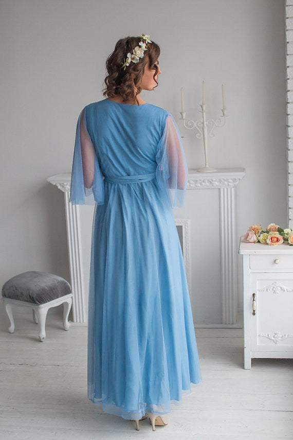 Dusty Blue Bridal Robe from my Paris Inspirations Collection - Minimal Mojo in Dusty Blue