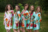 Mint Large Floral Blossom Silk Bridesmaids robes 