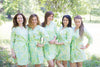 White Mint Ombre Watercolor Leafy Robes for bridesmaids