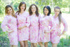 White Pink Ombre Watercolor Leafy Robes for bridesmaids