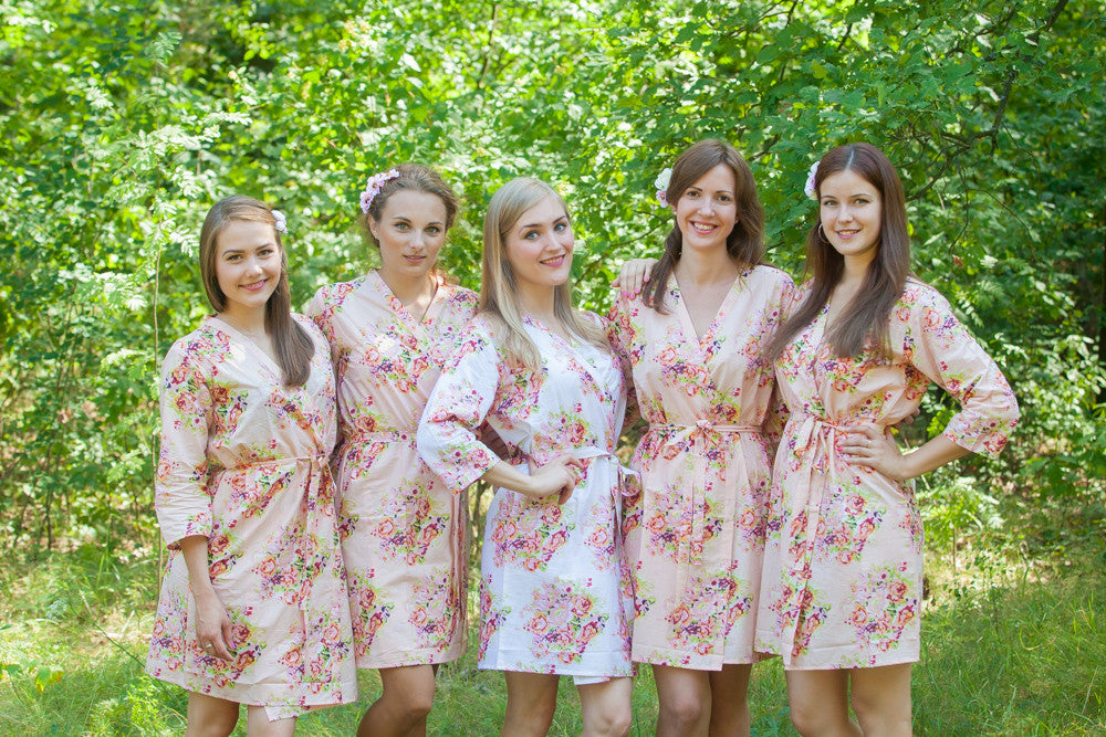 Blush Pink Floral Posy Robes for bridesmaids | Getting Ready Bridal Robes
