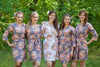 Charcoal Gray Floral Posy Robes for bridesmaids | Getting Ready Bridal Robes